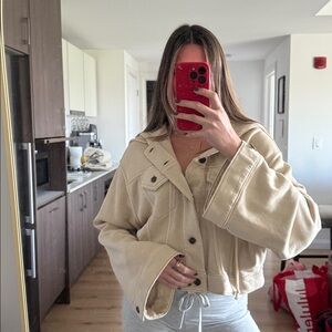 Free People Cream Cropped Jacket